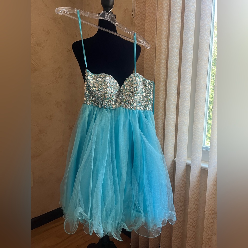Night Moves Turquoise Embellished Dress